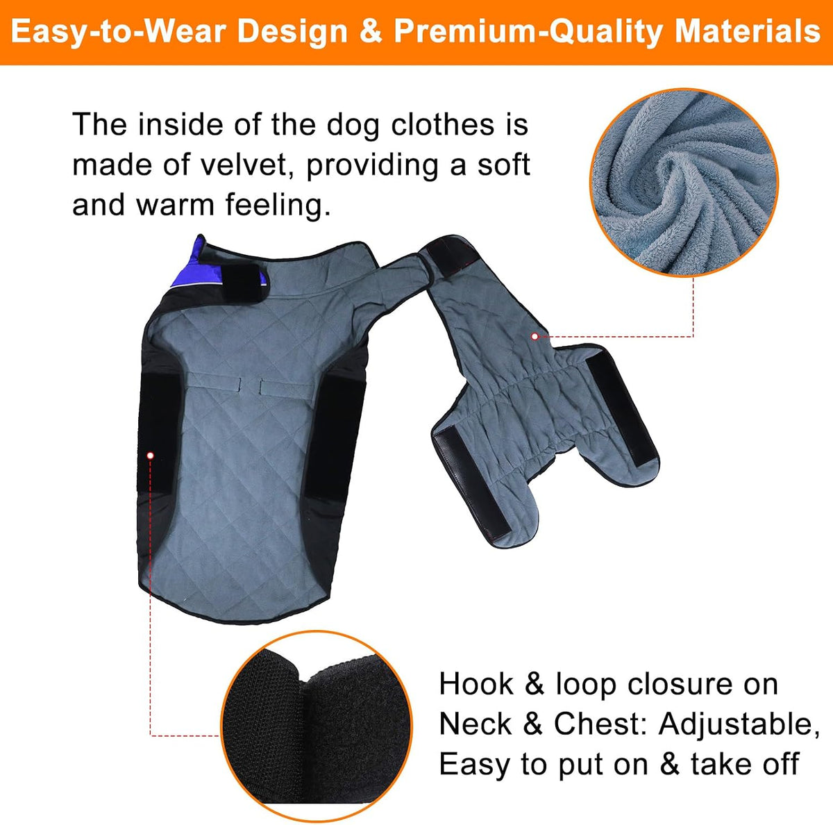 Gimilife Dog Coat, Waterproof Reflective Warm Dog Jacket Clothes for Winter – Essentials for Dogs - Blue / XS ( 4-7 LB | 10.23"Neck Girth ) - image 3