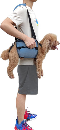 COODEO Dog Carry Sling, Emergency Backpack Pet Legs Support & Rehabilitation Dog Lift Harness - Blue / Medium