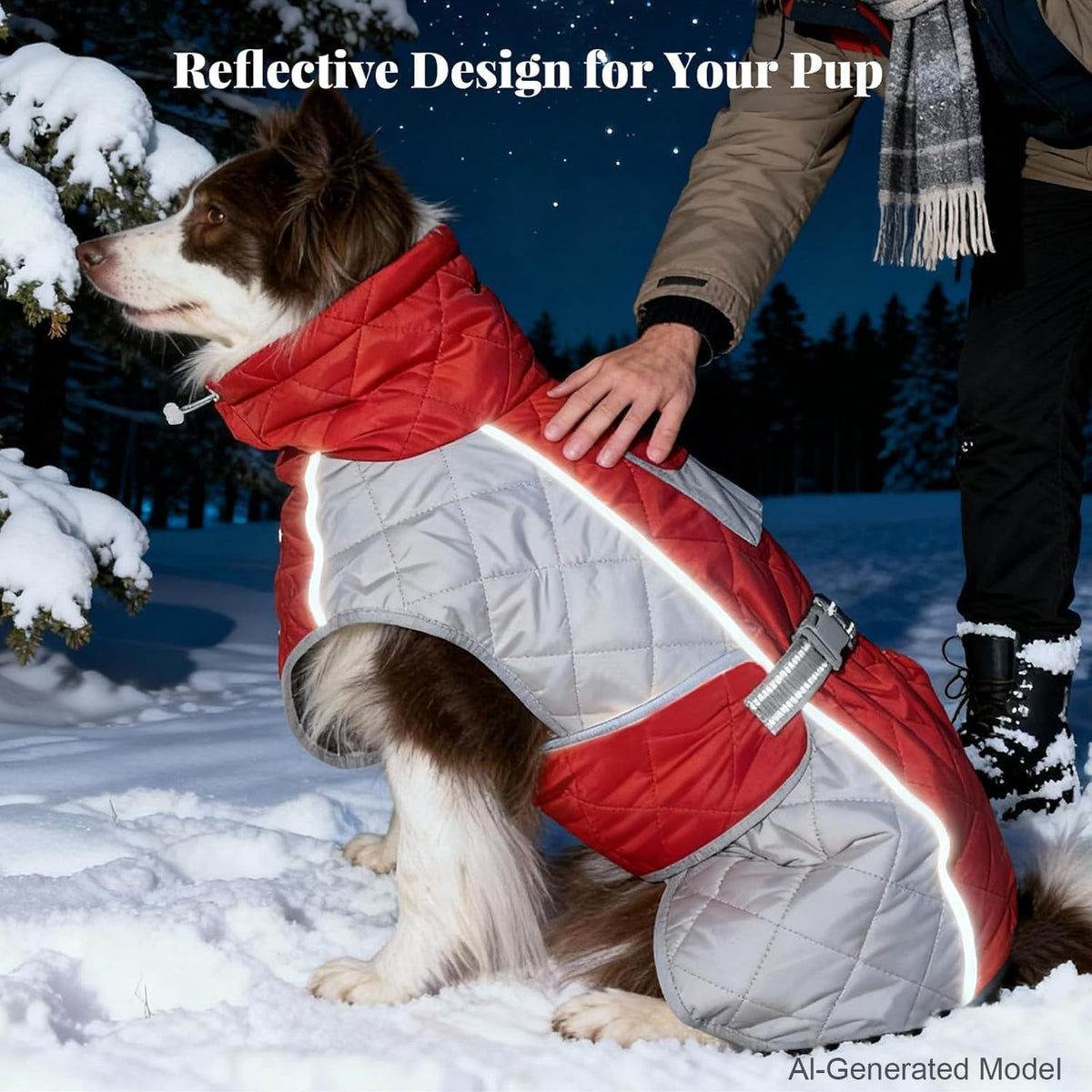 Dog Coat Dogs Jacket Waterproof Reflective Adjustable Dog-Winter - Red / X-Small(chest 17~20in) - image 3