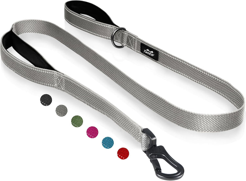 6FT 1IN Heavy Duty Dog Leash for Large Dogs with 2 Padded Handles – Essentials for Dogs - Grey / 1 in x 5 ft