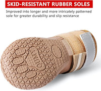 QUMY Dog Shoes for Large Dogs, Medium Dog Boots & Paw Protectors for Winter Snowy Day, Summer Hot Pavement, Waterproof in Rainy Weather, Outdoor Walking, Indoor Hardfloors Anti Slip Sole Khaki 7
