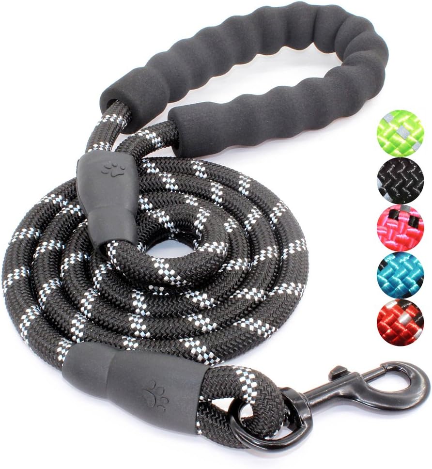 2/4/5/6 FT Dog Leash with Comfortable Padded Handle and Highly - 1/2'' x 5 FT / Black