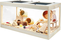 Prolee Hamster Cage Wooden, Mice and Rat Habitat, Hamster Cage with Openable Mesh Top, Clear Acrylic Solid Built with Lock Design, Oak 40"
