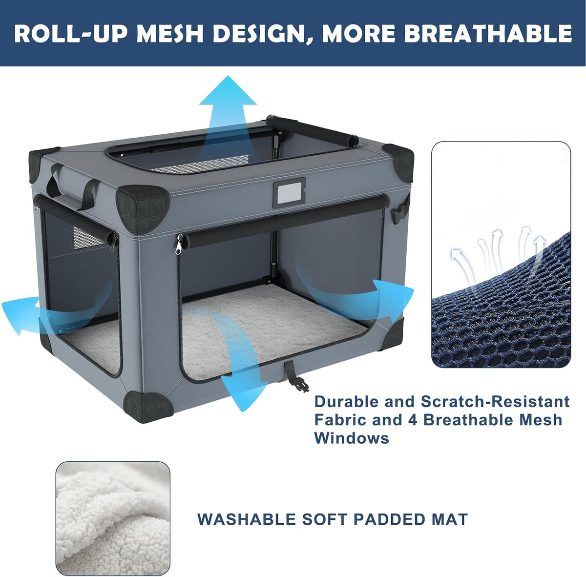 42 Inch Collapsible Dog Travel Crate for Soft Blanket and Foldable - image 2