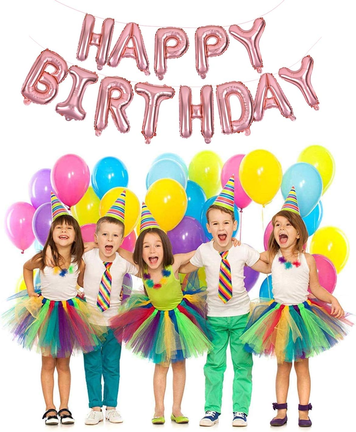 TONIFUL 16 Inch Black Happy Birthday Balloons Banner Decorations - Rose Gold - image 3