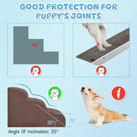 4 Step Dog Stairs Pet Ramp for High Beds, Sofas and Cars – Essentials for Dogs - Coffee / 3.0 / 3-Step 16"H - image 4