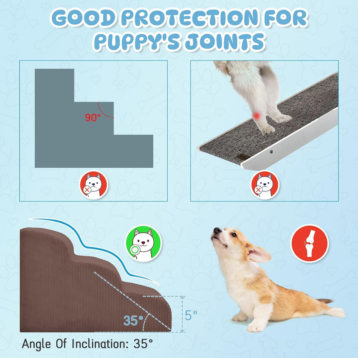 4 Step Dog Stairs Pet Ramp for High Beds, Sofas and Cars – Essentials for Dogs - Coffee / 3.0 / 3-Step 16"H - image 4