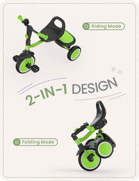 besrey Toddler Tricycle with Bell - Grass Green - image 2