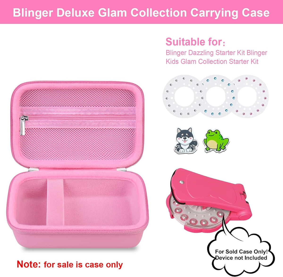 Elonbo pink carrying case for Blinger Diamond Starter Set with double zipper - view 10