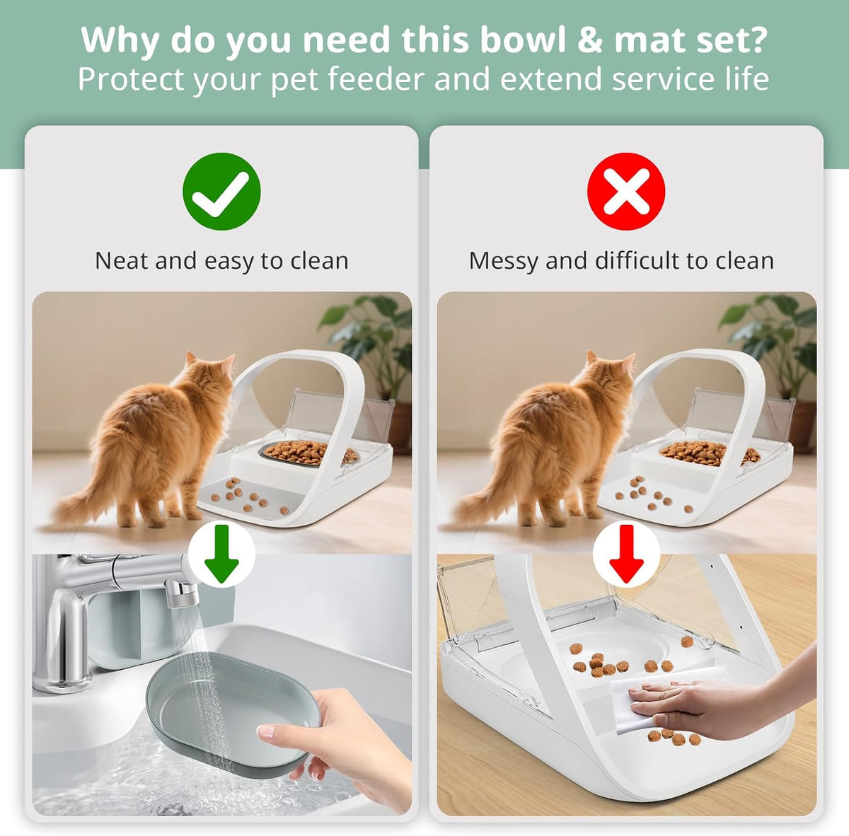 Bowl & Mat Set for Automatic Microchip Cat Pet Feeder - Grey Bowls / 2+1 Pack - image 3