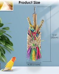 Bissap Bird Chew Toys, Parrot Foraging Shredder Natural Palm Frond Hanging Cage Toy for Conure - Bag - image 2