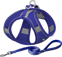 AIITLE Small Dog Harness and Leash Set, Step-in Puppy Pet Vest - M(Chest: 16 - 18") / Royal Blue