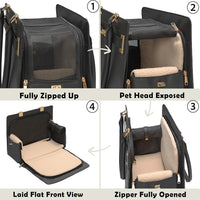 2-in-1 Stylish Dog Purse Carrier Travel Tote Bag for Small Dogs Cats - Black / 15.0"L x 7.5"W x 12.2"H - image 4