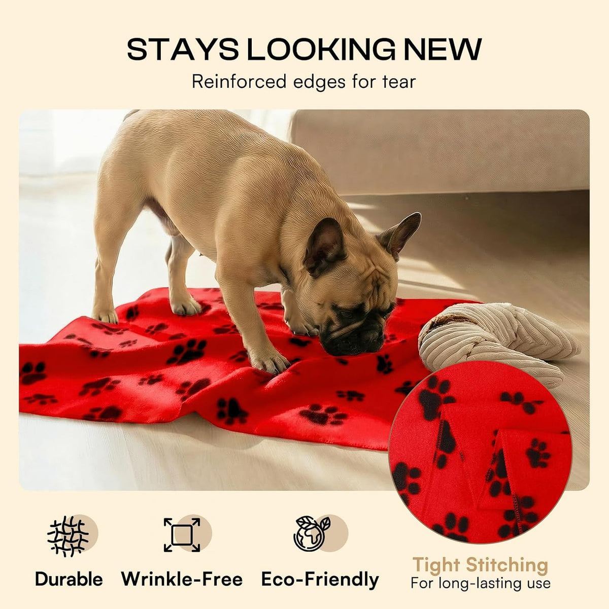 LINENLUX Fleece Dog Blankets 6-Pack - Red / 40x31 inch (Pack of 6) - image 3