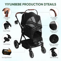 Foldable Double Pet Stroller for 2 Small Medium Cats Dogs – Essentials for Cats - Black / Single - image 4
