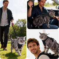 Dotoner Escape Proof Cat Harness and Leash Set Adjustable Soft Mesh - Black / Large - image 2