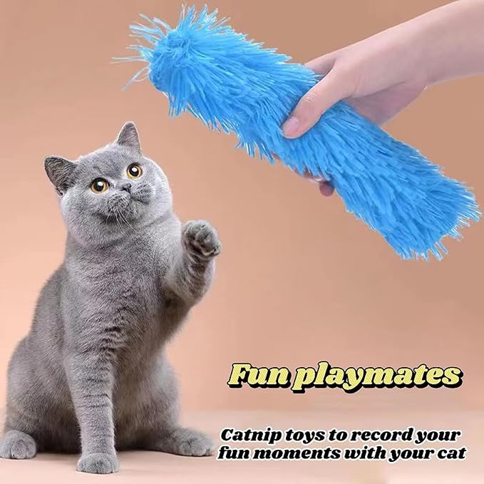 Catnip Toys with 3Pcs Cat Toys - Skin-Friendly Pillow Kicker Toy for Indoor Cats with Crinkle Paper, Catnip & Teething Soother (Pink/Green/Blue)