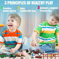 Farm Animals Figures Playset, 40 Pcs Farm Toy Tractor with Plastic Farm Animals Figurines, Farmer and Fence Farm Playset, Farm Figures Farmer Truck Toy with Trailer for Kids Boys Girls Toddlers 3+