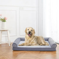 Amazon Basics Living Room Couch Dog Bed with Premium Foam, Pressure-Relief Support for Dogs up to 90lbs, Machine Washable Cover, Extra Large Sized (44" x 35"), Grey