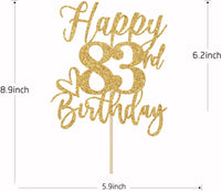 Happy 83rd Birthday Cake Topper - happy 83rd birthday / Gold Glitter - image 2