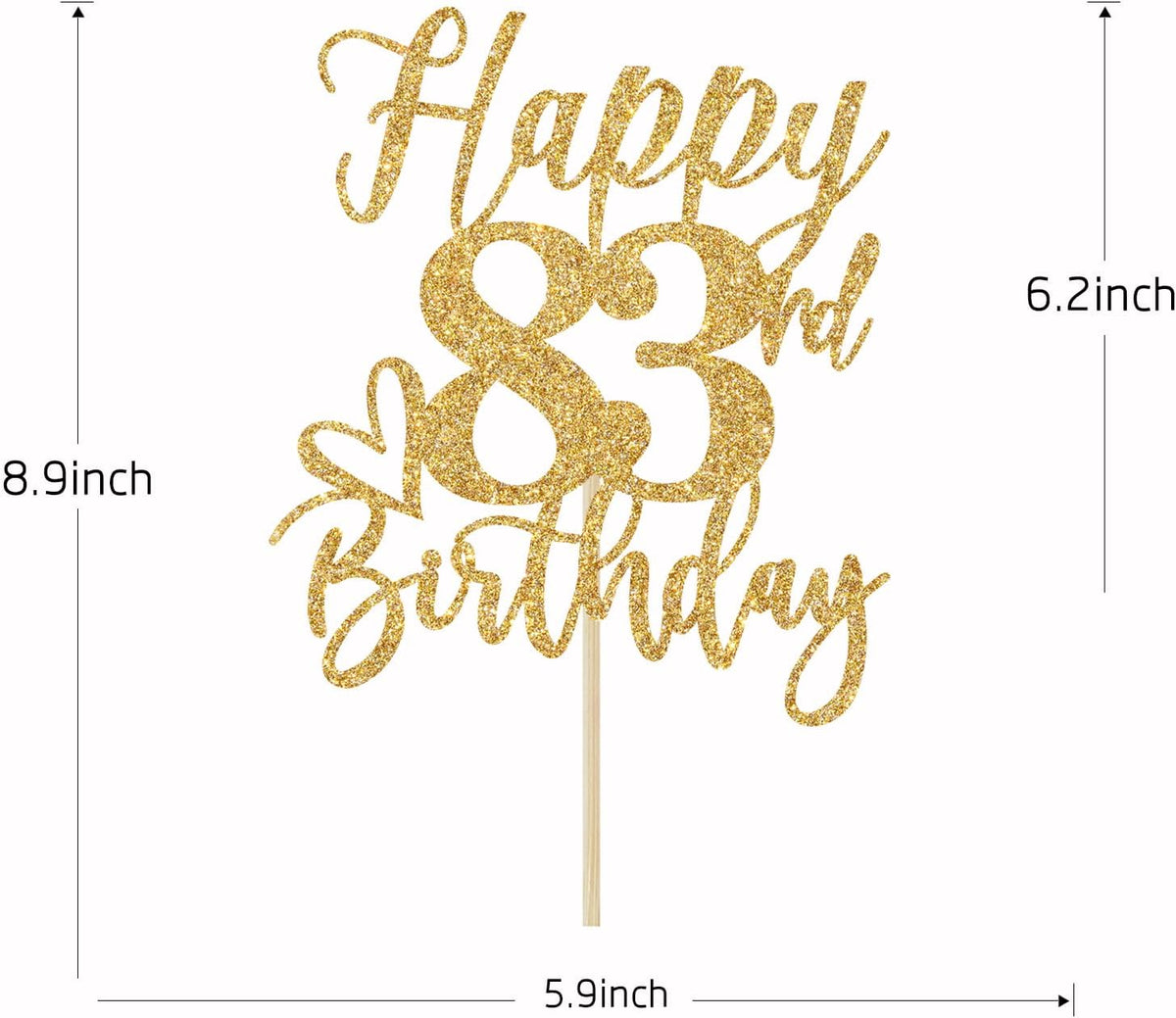 Happy 83rd Birthday Cake Topper - happy 83rd birthday / Gold Glitter - image 2