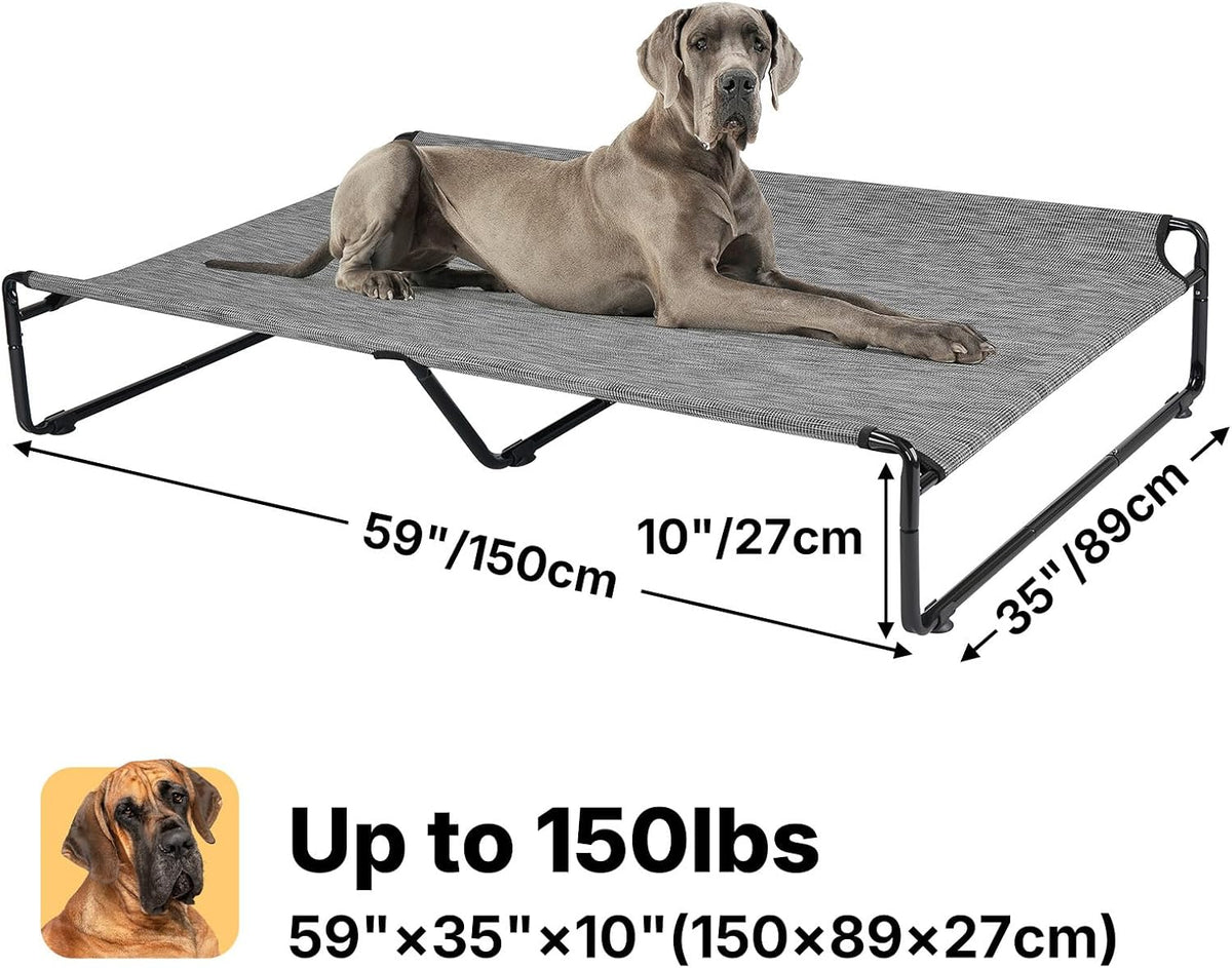 Veehoo Outdoor Elevated Dog Bed - Black Silver / 59.0"L x 35.0"W x 10.6"Th - image 4