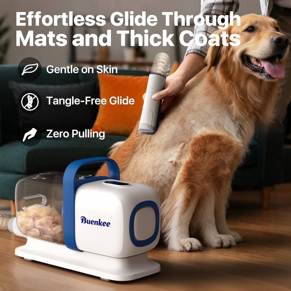 Buenkee Dog Grooming Vacuum Kit, 15000Pa Clipper, Shedding Brush - White - image 4