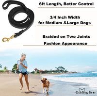 Guiding Star Leather Dog Leash 6ft x 3/4 inch Heavy Duty Training - Black / 6ft x 3/4 inch - image 2
