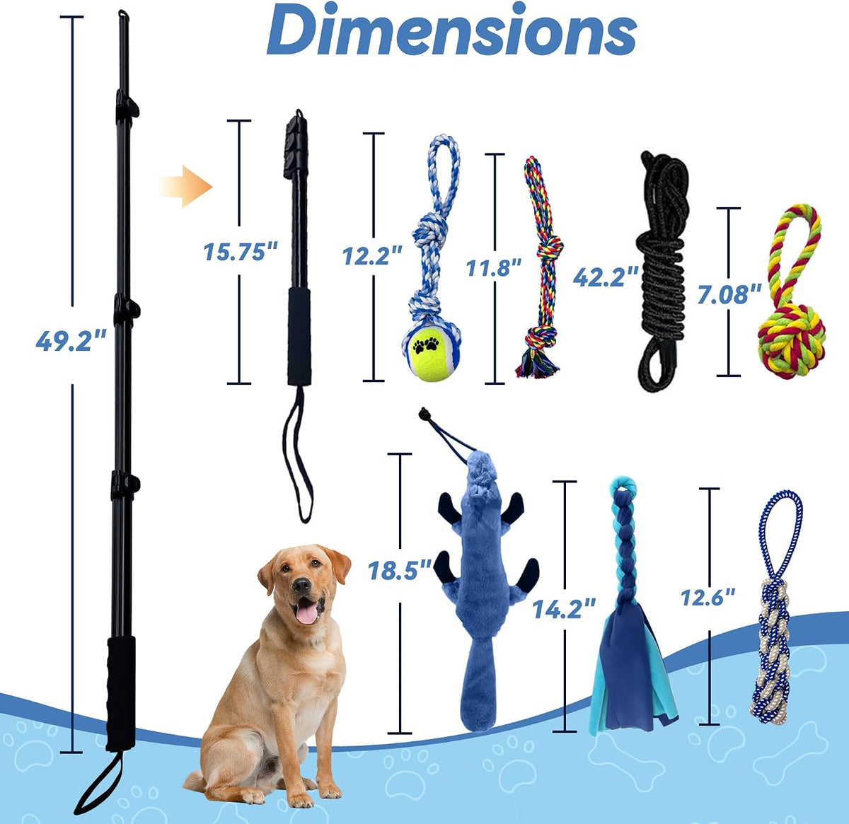 Flirt Pole for Dogs, Interactive Dog Toys Extendable Teaser Wand with Lure Chewing Toy, Chase - 50Inch Pole-Black - image 2