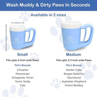 Dog Paw Cleaner for Small & Medium Dogs – Portable Paw Washer Cup with Soft Silicone Brush, Towel & Moisturizing Balm – Gently Cleans Muddy Paws After Walks (Blue, Small)