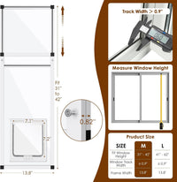 Full Glass Cat Door for Window, 32"-37" Adjustable Width - Fit 31"-42" Window Height - image 2