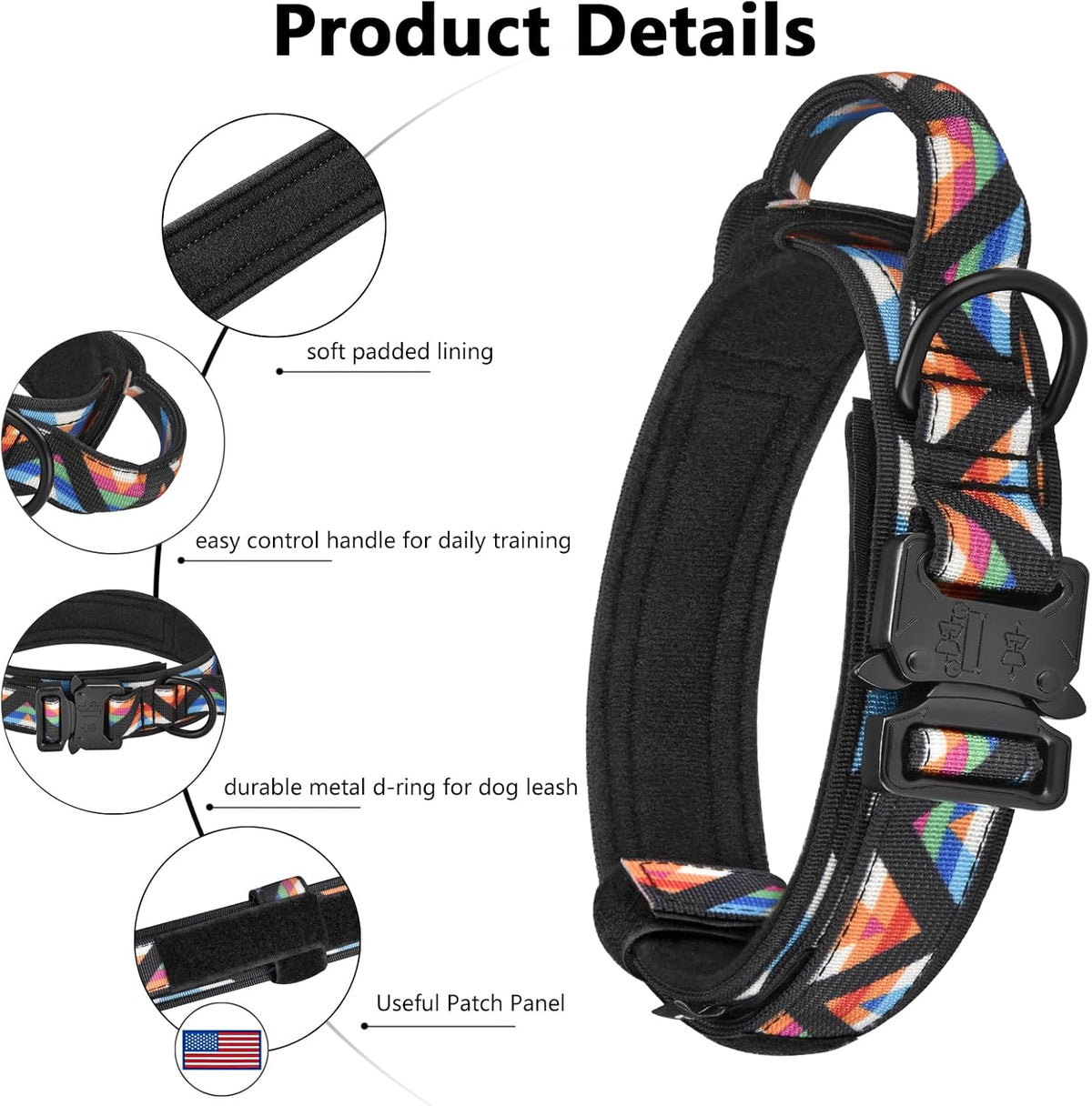 DAGANXI Tactical Dog Collar - Colorful Triangle-SET / XL - image 3
