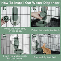28oz Hanging Automatic Water Dispenser，Rabbit Water Bottle,Bunny Guinea Pig Ferret Water Bowl for Cage,Suitable for Small Animal Puppies(Cage Grid Spacing Over 1.2'') (Green)