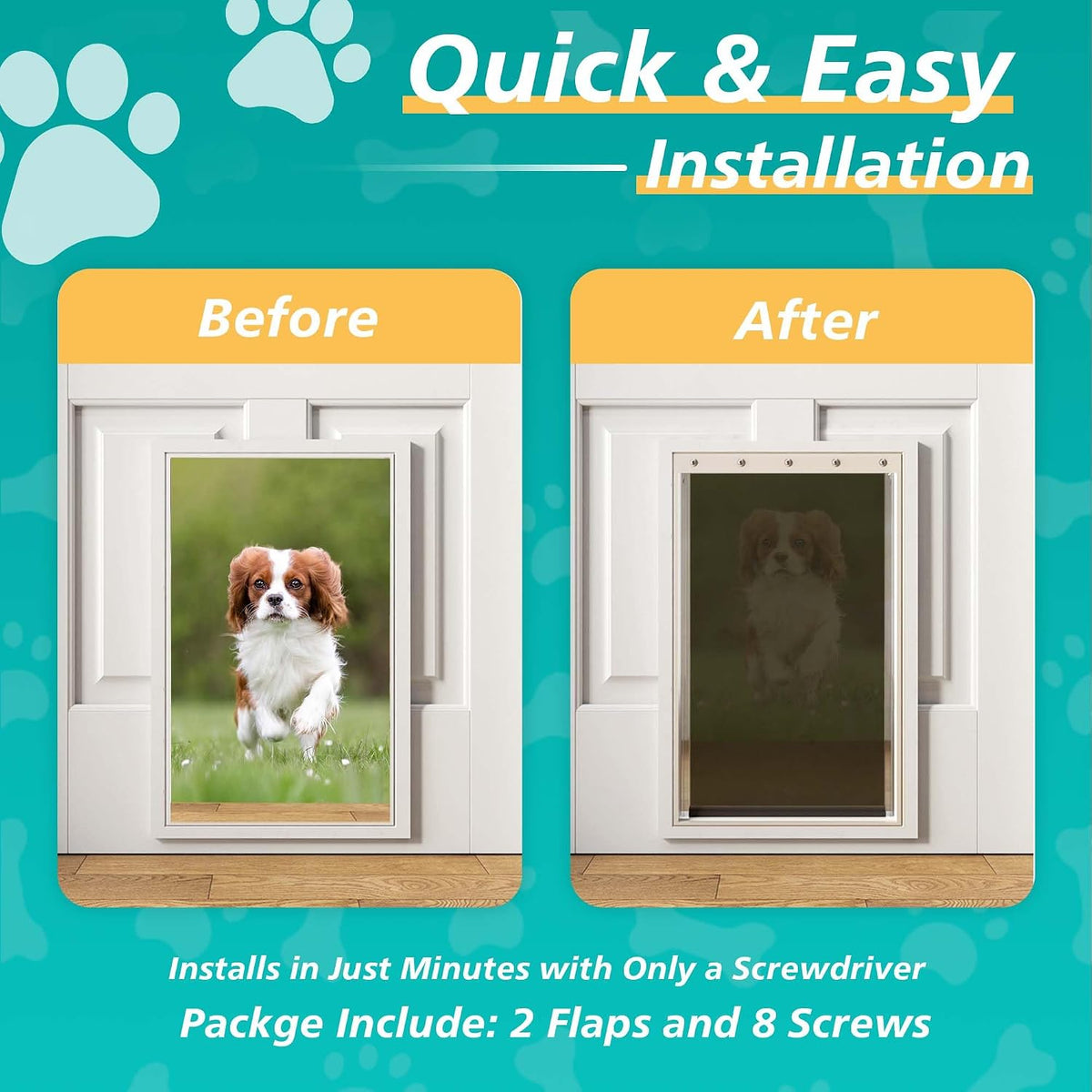 2-Pack Large Dog Door Replacement Flaps with Screws – Essentials for Dogs - 2-flap / Medium - image 3