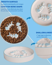 Ceramic Elevated Slow Feeder Cat Bowl, Anti Vomit - Blue - image 4
