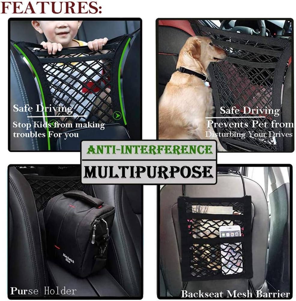 DYKESON Dog Car Net Barrier with Mesh Organizer - 12.6 in × 15.5 in - image 2