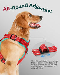MIDOG No-Pull Dog Harness | Adjustable & Reflective Pet Harness Leash Set for Small Medium Large Dogs Walking, Training| No Choke, Front Clip, Soft Padded Vest with Easy Control Handle - Red, S