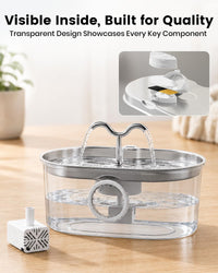 8L/270oz/2Gallon Stainless Steel Dog Water Fountain Pet Fountain – Essentials for Dogs - 15 Filters + 15 Sponges - image 2