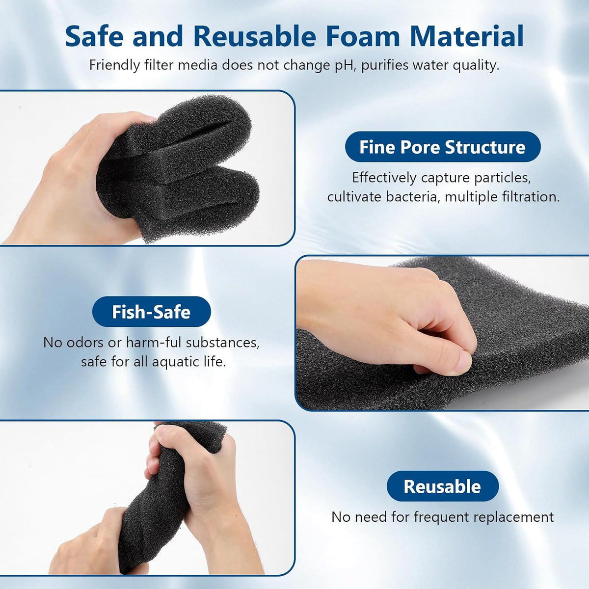 hygger Aquarium Sponge Filter Pad, Filter Media Foam Sponges - 5.9*3.9*1 inch/4pcs - image 3