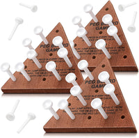 Zhanmai 3 Sets Wooden Triangle Peg Travel Game - White Peg Dark Brown Board / 3