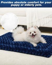 Exsnugy Washable Dog Bed Mat Medium Size Fluffy Pet Crate Pad 36x23 – Essentials for Dogs - Blue / 36.00" x 23.00" x 1.50" - image 4