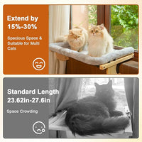 Oversized Cat Window Perch, 31.5 x 14.96 in, Cat Window Hammock with Plush Bolster for Large Felines and Multi Felines, Adjustable Cats Bed for Windowsill, Bedside, Cabinet & Drawer (Gray)