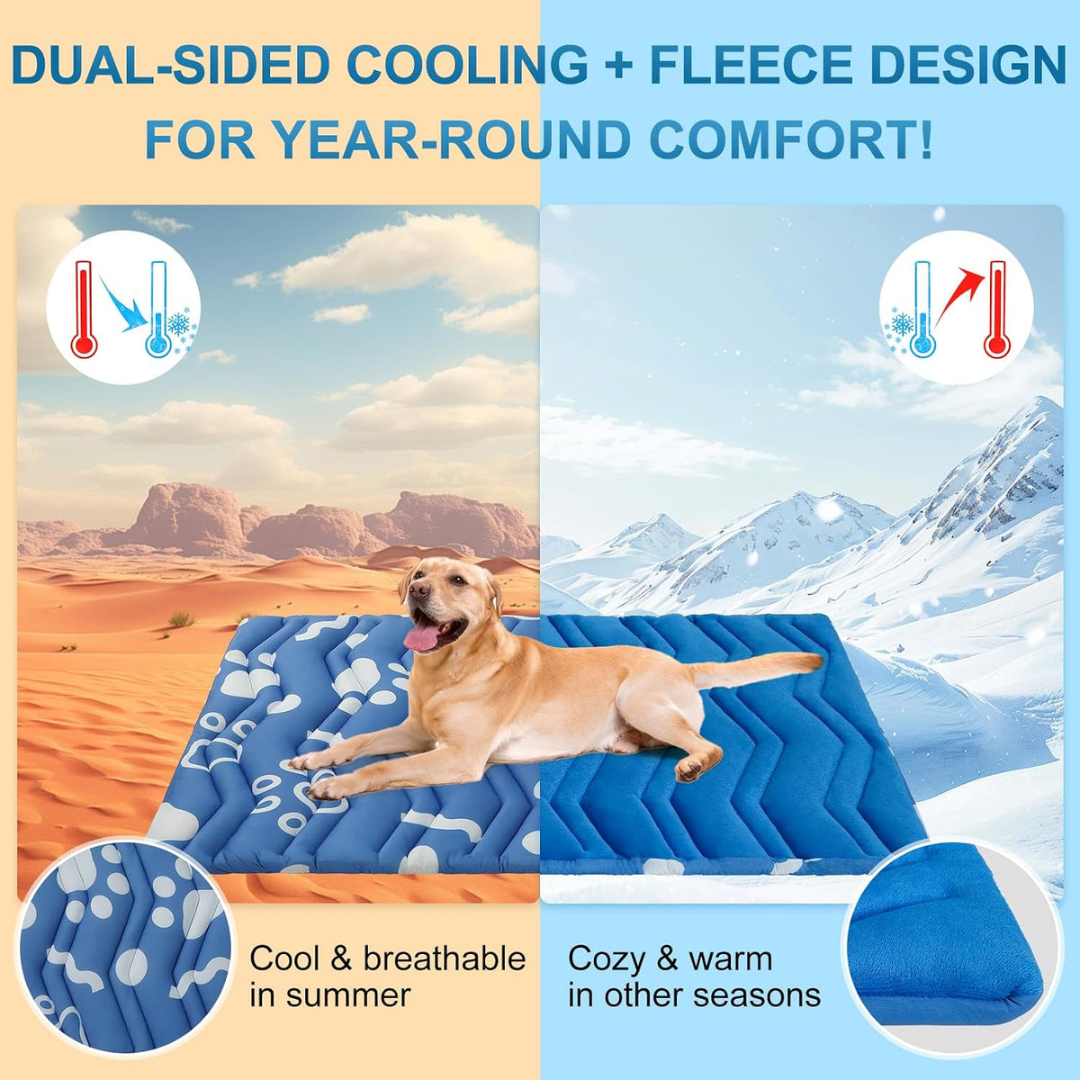 BEAUTYZOO Cooling Mat for Large Dogs, Self-Cooling - Navy Blue / 59.0"L x 40.0"W x 1.0"Th(XL) - image 3