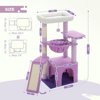 PEQULTI 36.5'' Cat Tree for Indoor Cats, Small Cat Tower with Large Cat Condo, Scratching Posts, Cozy Hammock and Scratching Ladder for Kittens, Purple