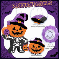 Aoriher Halloween skull piñata with bat stick, blindfold and square confetti - view 19