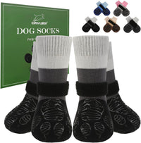 Anti Slip Dog Socks to Prevent Licking Paws with Grippers Black – Essentials for Dogs - Black / XX-Large