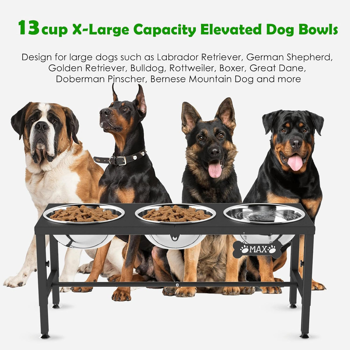 SHAINFUN Elevated Dog Bowls with Slow Feeder & Mat for Medium - Black-3L-Three - image 3
