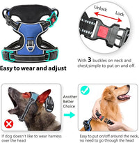 Timos Dog Harness for Large Dogs, No Pull Service Vest with Reflective Strips and Control Handle,No Choke Dog Harness with 2 Metal Rings for Easy Walking,Outdoor Training,Blue, L