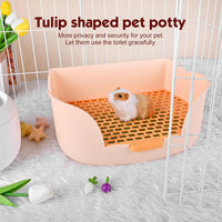 RUBYHOME Large Bunny Litter Box Small Animal Litter Pet Toilet Potty - Orange - image 4