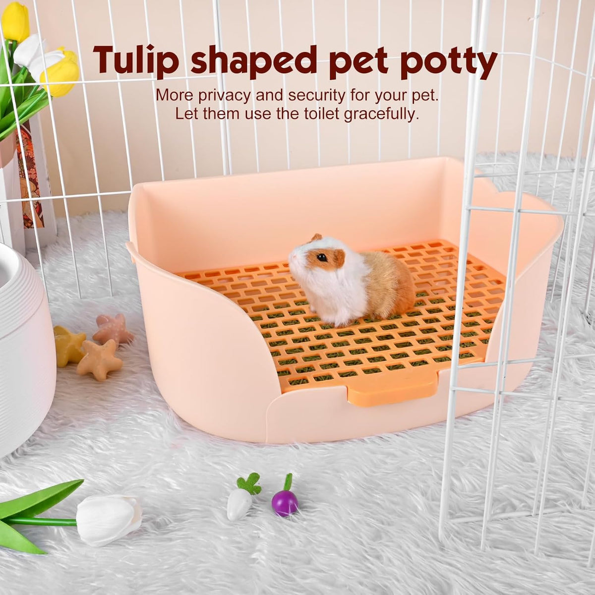 RUBYHOME Large Bunny Litter Box Small Animal Litter Pet Toilet Potty - Orange - image 4